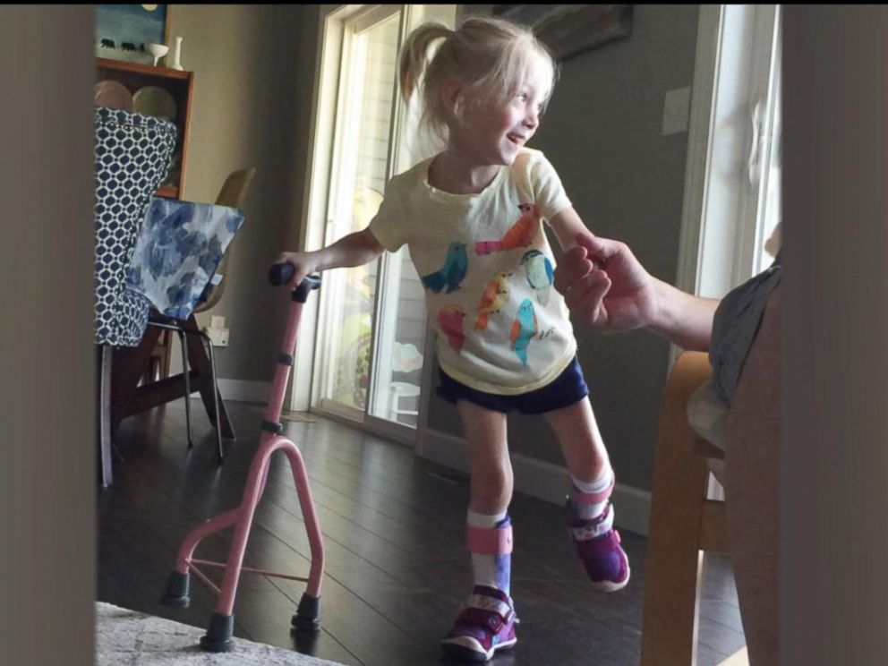 4-year-old with cerebral palsy celebrates after taking first independent  steps - ABC News