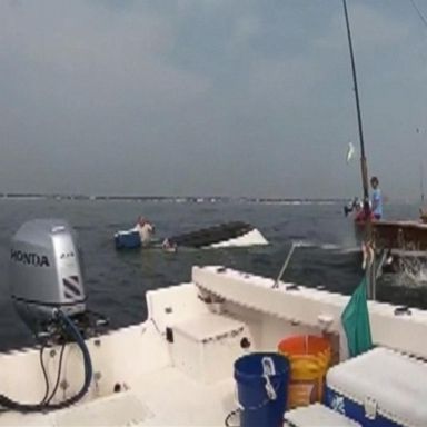 VIDEO: Small boat carrying 2 fishermen capsized by whale in NJ 