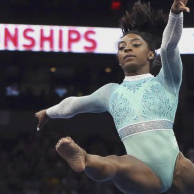 Simone Biles, who revealed that she was among the victims of Larry Nassar, competed in a teal leotard, the color of sexual-abuse survivors.