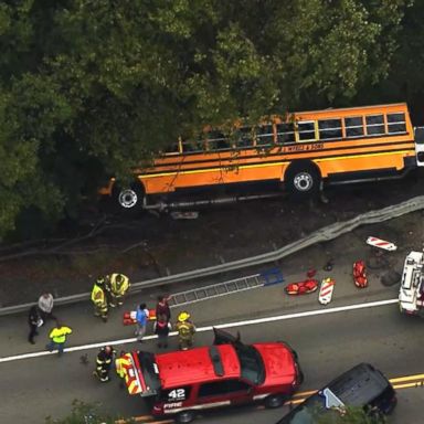 VIDEO: Students treated for minor injuries after school bus crash