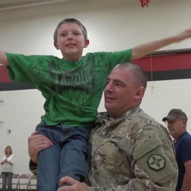 VIDEO: Military dad surprises son at school pep rally