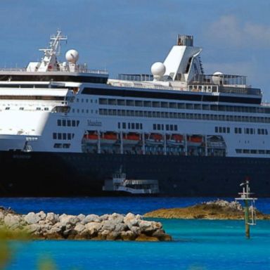 Holland America said the 70-year-old woman was moving between the ship and a smaller boat when she fell. 