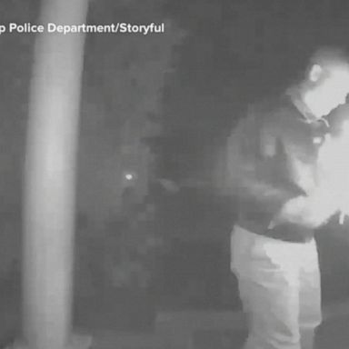 VIDEO: Police hunt for 2 suspects who set off fireworks on a porch as a prank