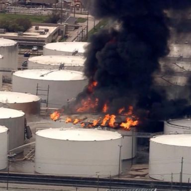 VIDEO: A massive fire started when a chemical tank caught fire in Houston