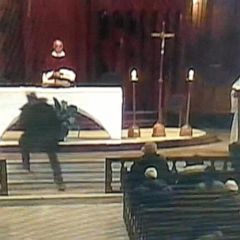 Livestreamed video shows man allegedly stabbing priest during mass