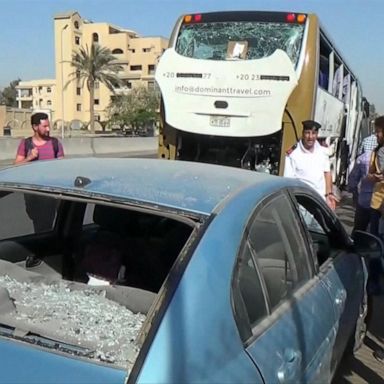 VIDEO: A bomb targeting a tour bus near Egypt's famed pyramids exploded