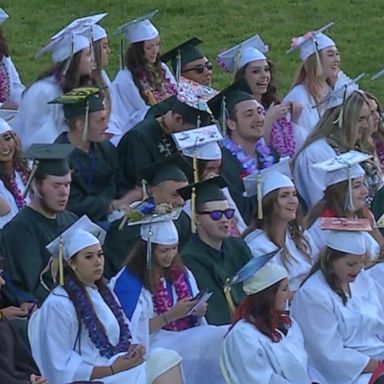 VIDEO: Students in California town destroyed by Camp Fire graduate 