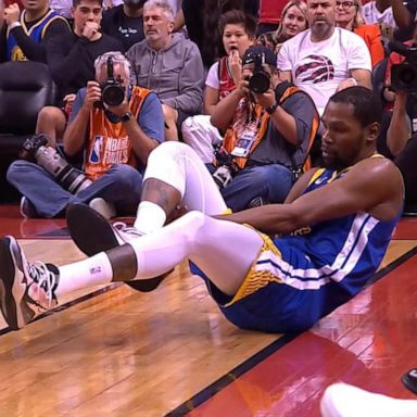 VIDEO: Warriors' Kevin Durant appears to injure Achilles tendon in Game 5 