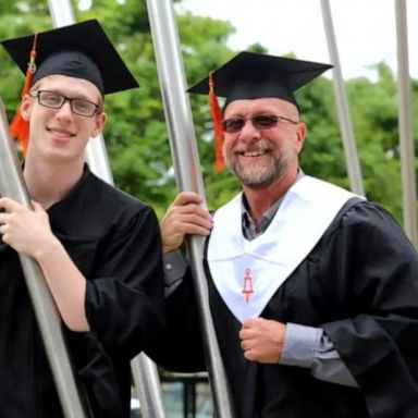 VIDEO: Dad and son graduate together