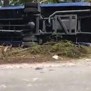 VIDEO: At least 26 injured after tour bus in the Bahamas flips over