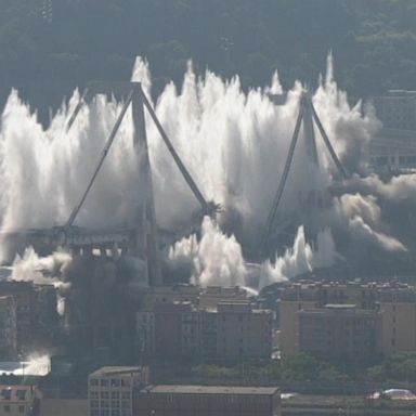 VIDEO: Blast takes down remains of Italian bridge whose collapse killed 43