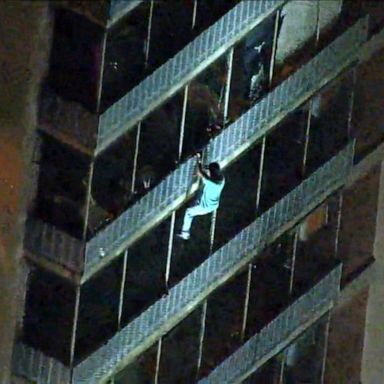 VIDEO: Man spotted scaling 19-story burning apartment building in Philadelphia