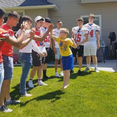 VIDEO: High school football team surprises child with 'best birthday ever'