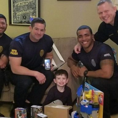 VIDEO: 1st day of kindergarten made less scary by the men and women in blue