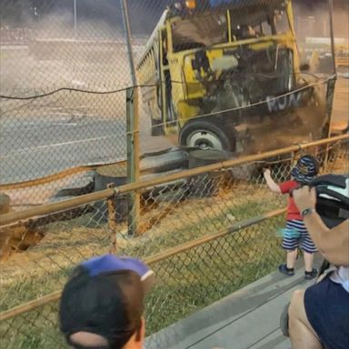 VIDEO: Toddler treated for minor injuries after demolition derby incident