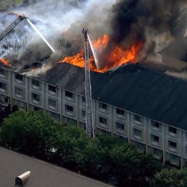 VIDEO: Several people, including children, hospitalized after massive hotel fire