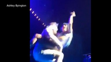 religion VIDEO: Lady Gaga and fan accidentally fall off stage