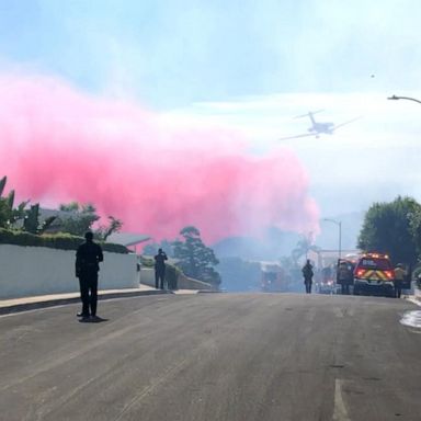 VIDEO: Firefighters wage battle against growing Southern California fires