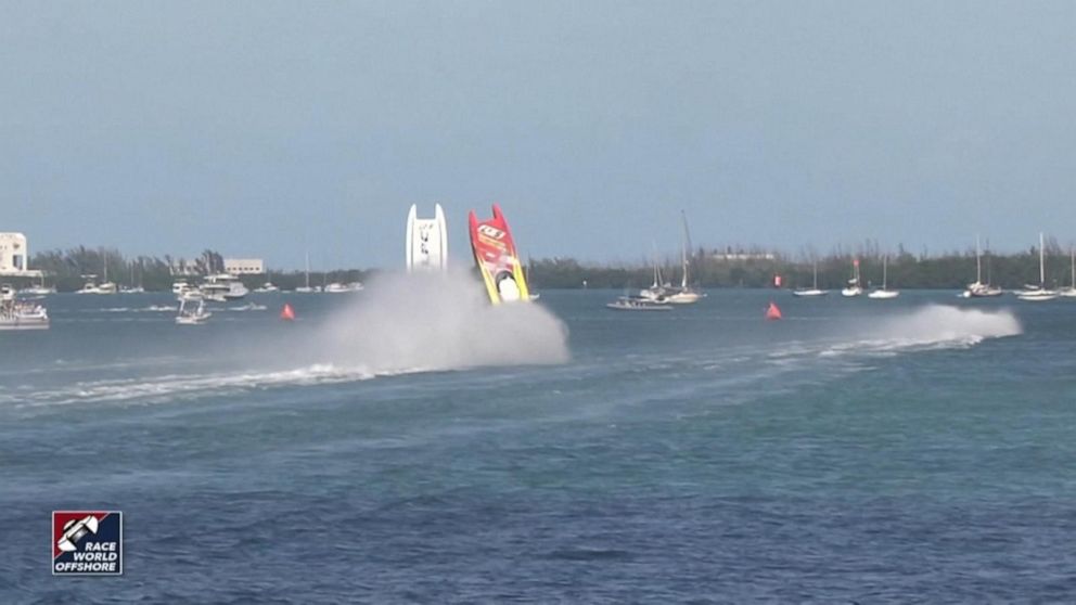 racing boat flipped