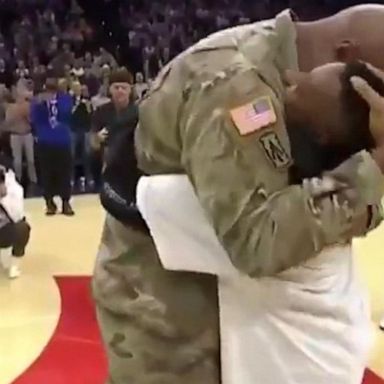 VIDEO: Army staff sergeant reunites with 12-year-old son at 76ers game