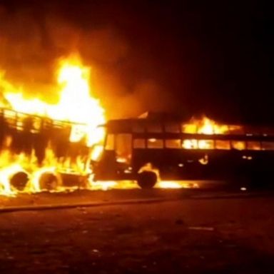 VIDEO: India double-decker bus and truck engulfed in flames