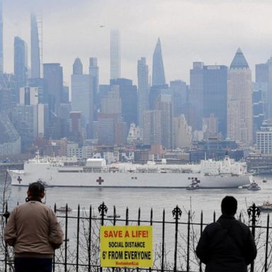 VIDEO: Residents in New York watch as Navy ship Comfort arrives