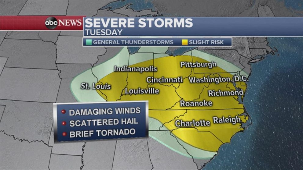 Video Tornadoes a threat as severe weather moves eastward - ABC News