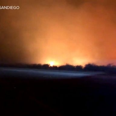 VIDEO: Fast-moving wildfire in California prompts evacuations on military base