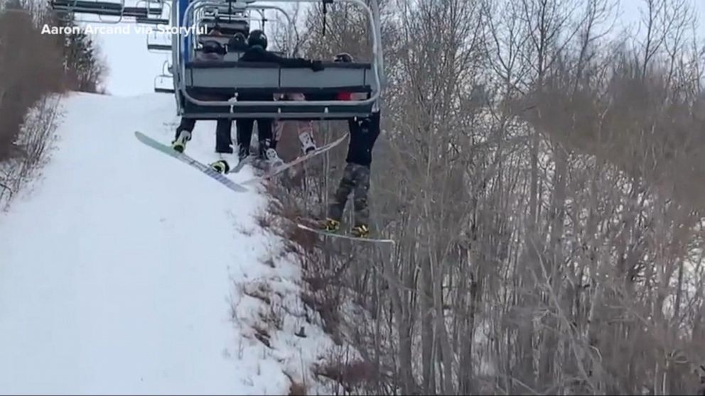 Video Boy saved after slipping from chairlift - ABC News