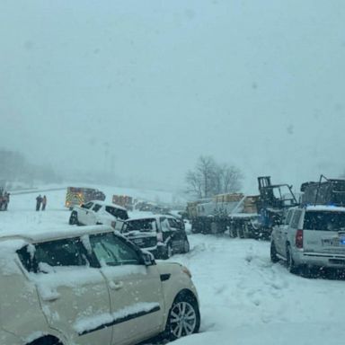 VIDEO: Snowy conditions cause a massive highway pileup in Ohio