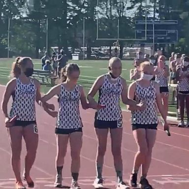 VIDEO: High school track team supports teammate with cancer