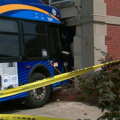 VIDEO: New video shows bus crashing into cars, jumping curb, slamming into building