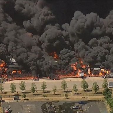 VIDEO: Firefighters work to put out massive chemical plant fire 