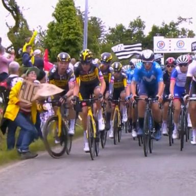 VIDEO: French authorities investigate pile up crash at the Tour de France