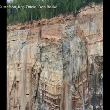 VIDEO: Cliff collapses near boaters in Lake Superior