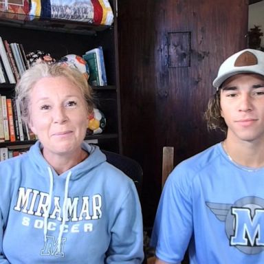 VIDEO: Mother and son play sports for the same California college