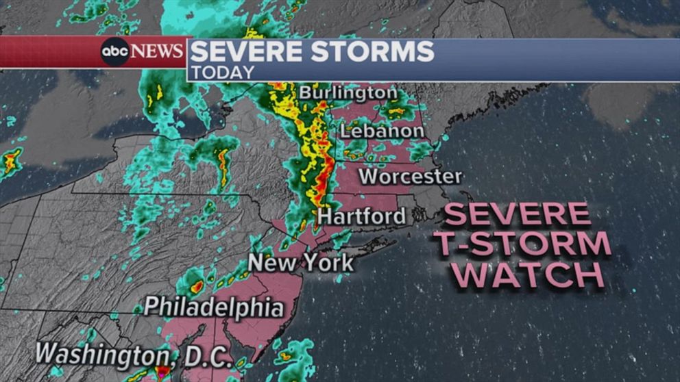 Video Severe thunderstorm watches in the Northeast - ABC News