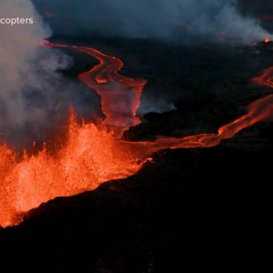 VIDEO: Lava erupting from Hawaiian volcano Mauna Loa threatens critical highway 