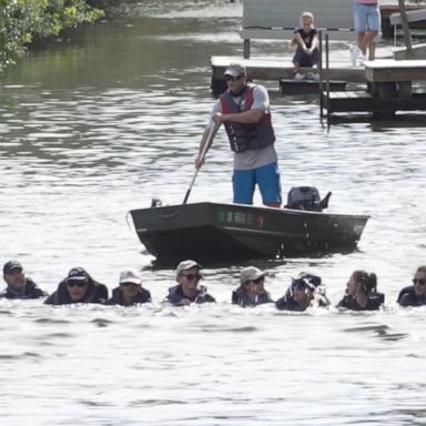 VIDEO: Rescuers form human chain to rescue stranded dolphin