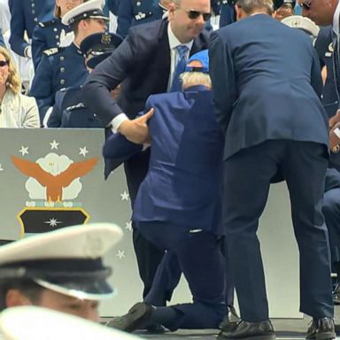 VIDEO: Biden falls on stage at US Air Force Academy commencement