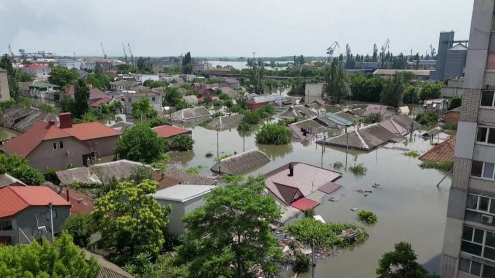 Video Severe flooding hits southern Ukraine after dam explosion - ABC News