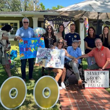 VIDEO: Family organizes adorable dog parade for man's 100th birthday