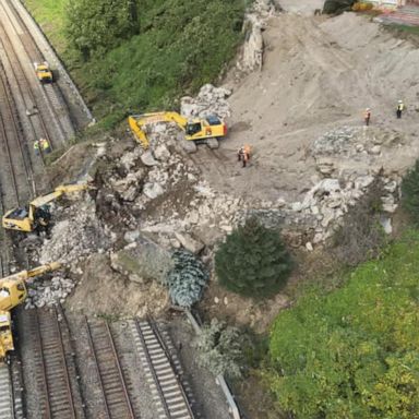 VIDEO: Amtrak working to restore train service after large mudslide north of New York City