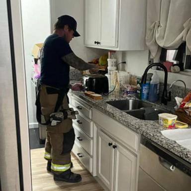 VIDEO: Firefighter makes breakfast for kids after their mom is rushed to hospital