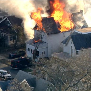 VIDEO: 6 unaccounted for after home goes up in flames during shooting