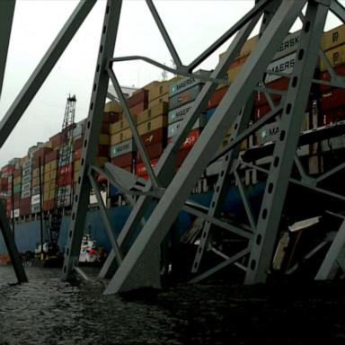 VIDEO: Crews get closer look at cargo ship under collapsed Baltimore bridge