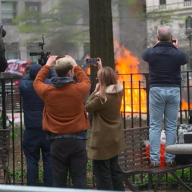 VIDEO: Man sets himself on fire outside Trump trial courthouse