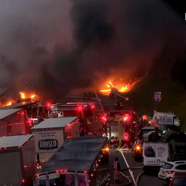 VIDEO: Large tanker fire shuts down lanes on I-95 in Connecticut