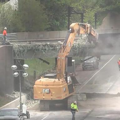 VIDEO: Demolition begins on overpass damaged in I-95 tanker fire