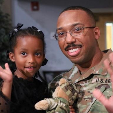 VIDEO: Military dad surprises daughter at kindergarten ceremony 